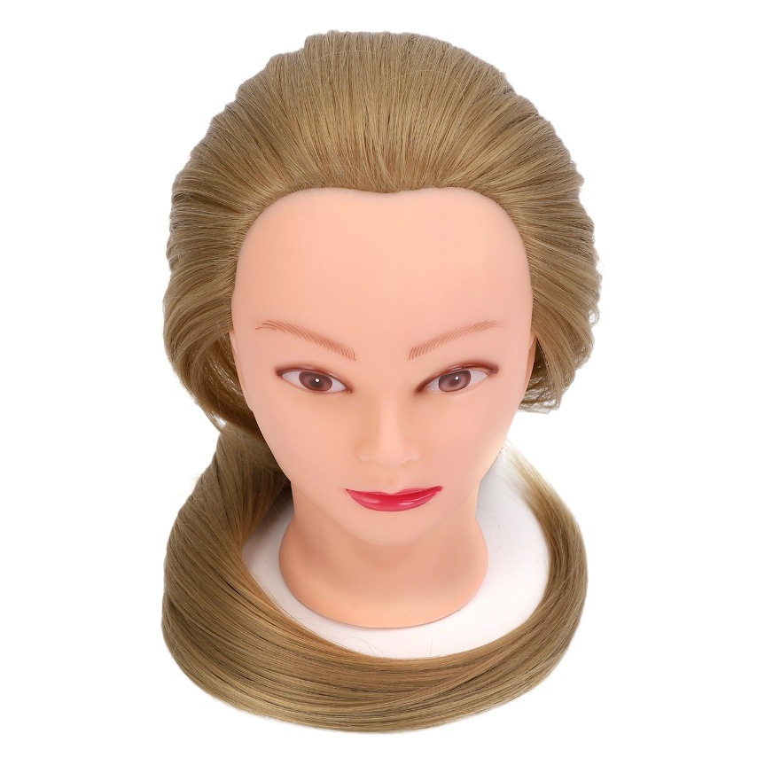 Cross-Border Foreign Trade Export High-Temperature Silk Mannequin Head for Hairdressing and Braiding Teaching, Mannequin Head Model, Wig, Yiwu Manufacturer