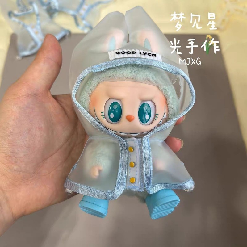 下雨天穿雨衣~labubu娃衣一代三代通用拉布布衣服搪胶公仔服装|undefined