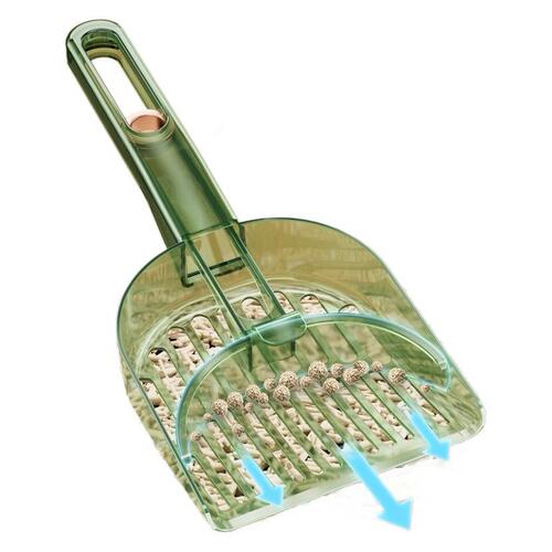 Partitioned Cat Litter Scoop, Large Size, Fine-Perforated Design—The Ultimate Poop-Picking Tool! Features a Versatile 2-in-1 Design with an Angled Surface for Efficient Litter Sorting and Cleaning—Perfect Cat-Grooming Essential.