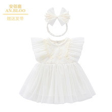 跨境专卖新款夏季女宝宝公主裙蕾丝纱裙连衣裙满月百岁周岁礼服装
