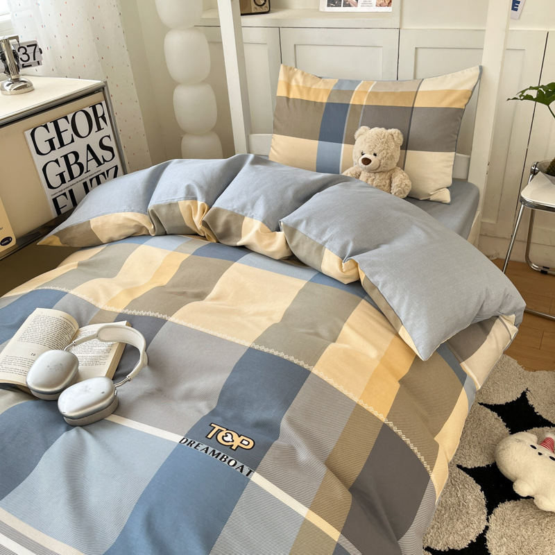 Ropa de cama de tres piezas de algodón para dormitorio de estudiantes, sábana de algodón 100%, funda de edredón, funda de edredón de algodón individual, sábana nueva