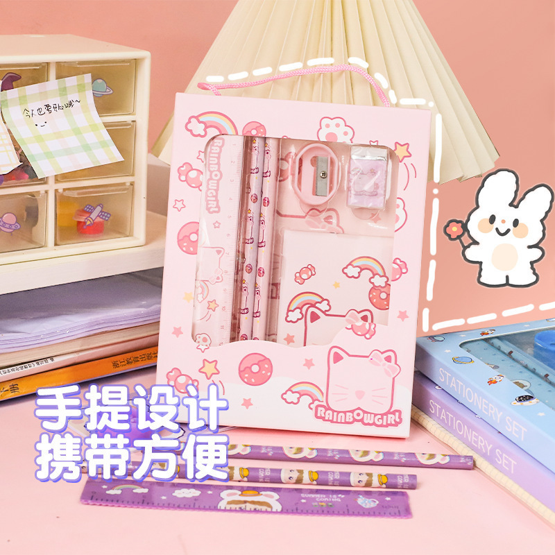 新学期ギフト子供文具ブラインドボックスセット漫画文具6点セット小学生ギフト鉛筆セット卸売|undefined