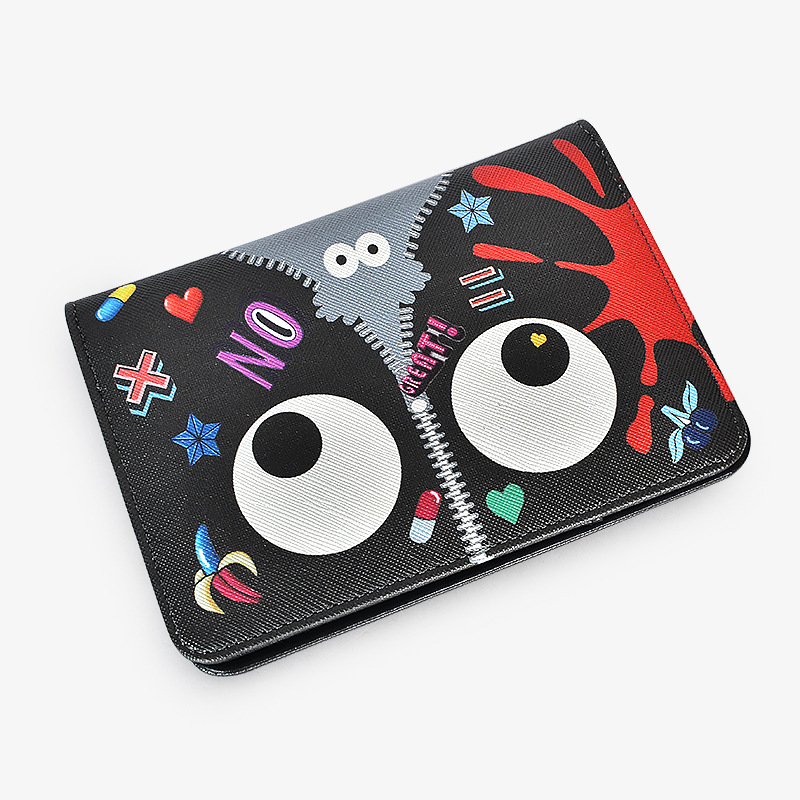 Bolso de pasaporte con estampado neutro de ojos grandes para hombres y mujeres, estuche para tarjetas, microfibra A157 #