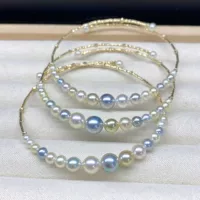 Японский Akoya морской жемчужный браслет 3.0-6.5mm близкого круга с небольшим недостатком сильный свет 18k золотой аксессуар экономически эффективный