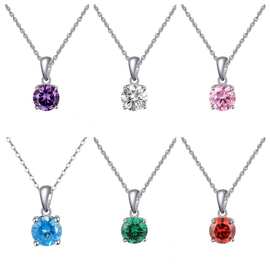 莫桑钻两克拉吊坠 彩色宝石欧美风四爪镶锆石超闪跨境项链女