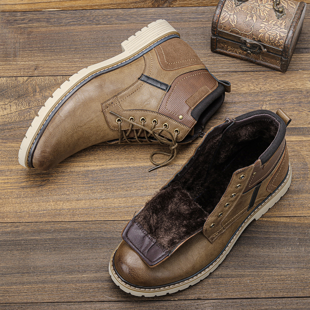 Herren Martin Stiefel Independent Station Retro Farbe Polierte Stiefeletten Grenzüberschreitender Handel Herrenschuhe Plus Size Herbst und Winter Herrenstiefel_voghion.com
