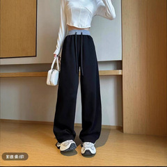 撞色腰弯刀裤女秋冬5新百搭垂感休闲运动卫裤直筒显瘦弯刀阔腿裤