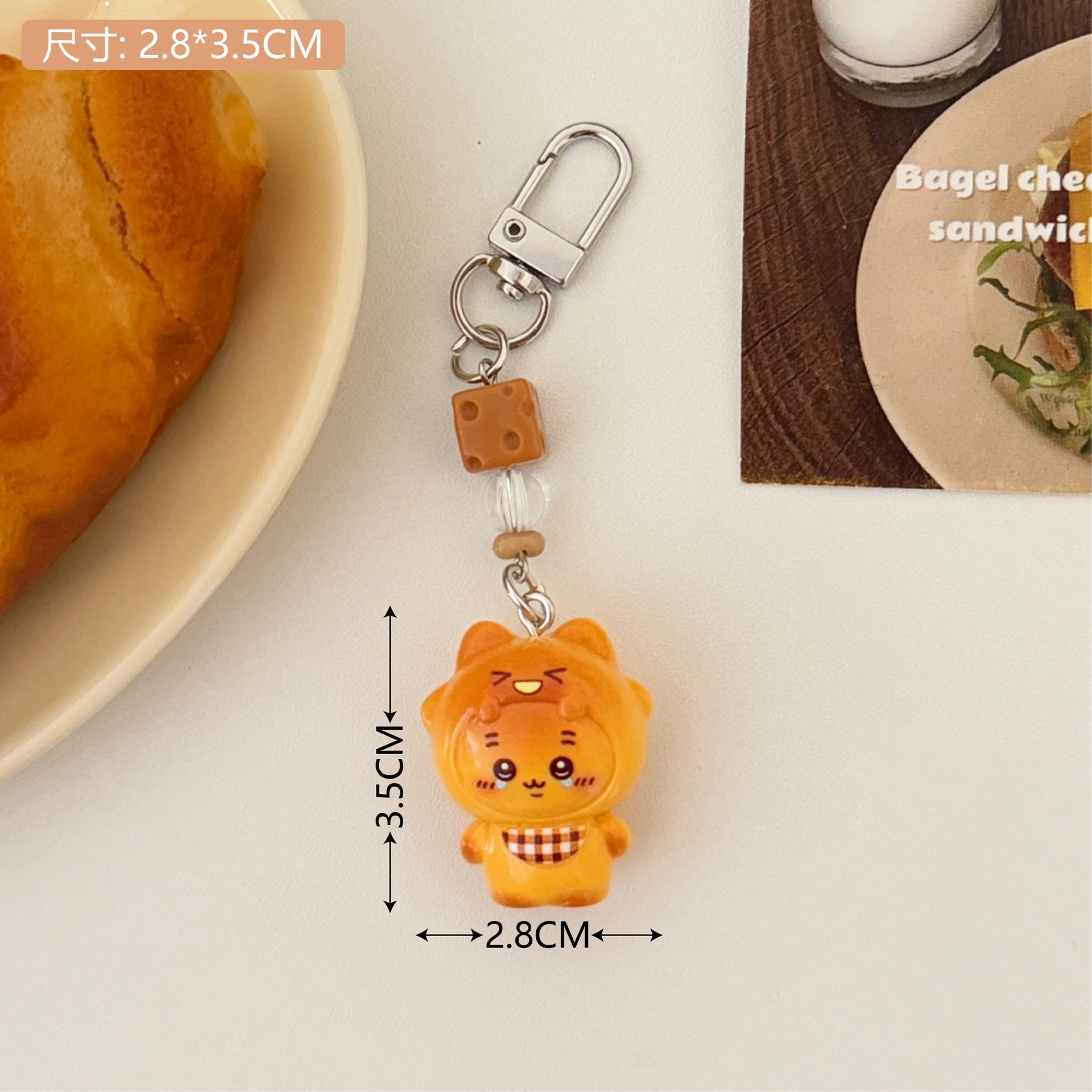 Creativo lindo pan tostado comida jugar colgante llavero accesorios pequeños juegos de chicas corazón interesante pequeño regalo al por mayor