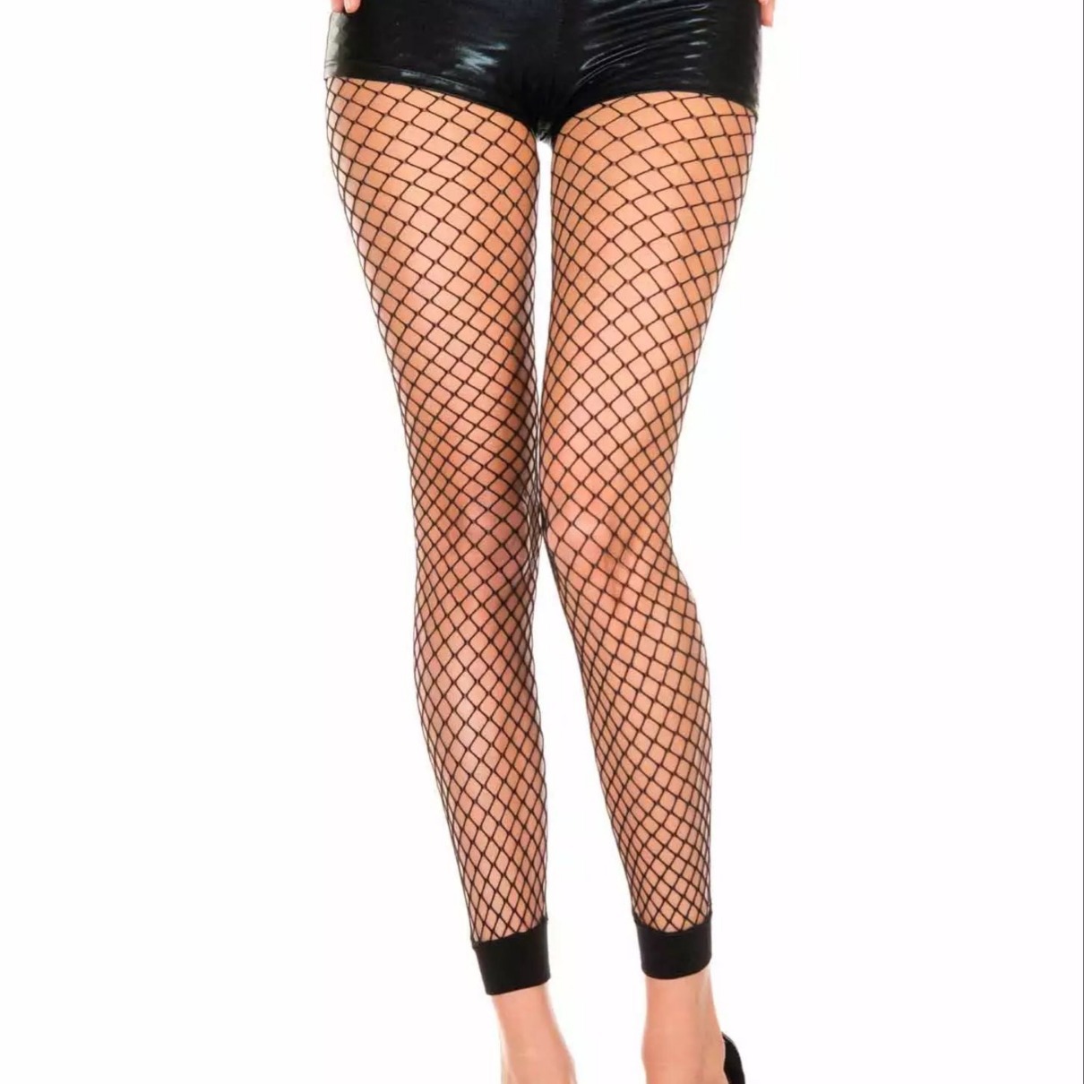 Yiwu Nine-Point Fishnet Stockings Sexy Hollow Fishnet Stockings Ruffled 9-Point Leggings Fishnet Pantyhose_voghion.com