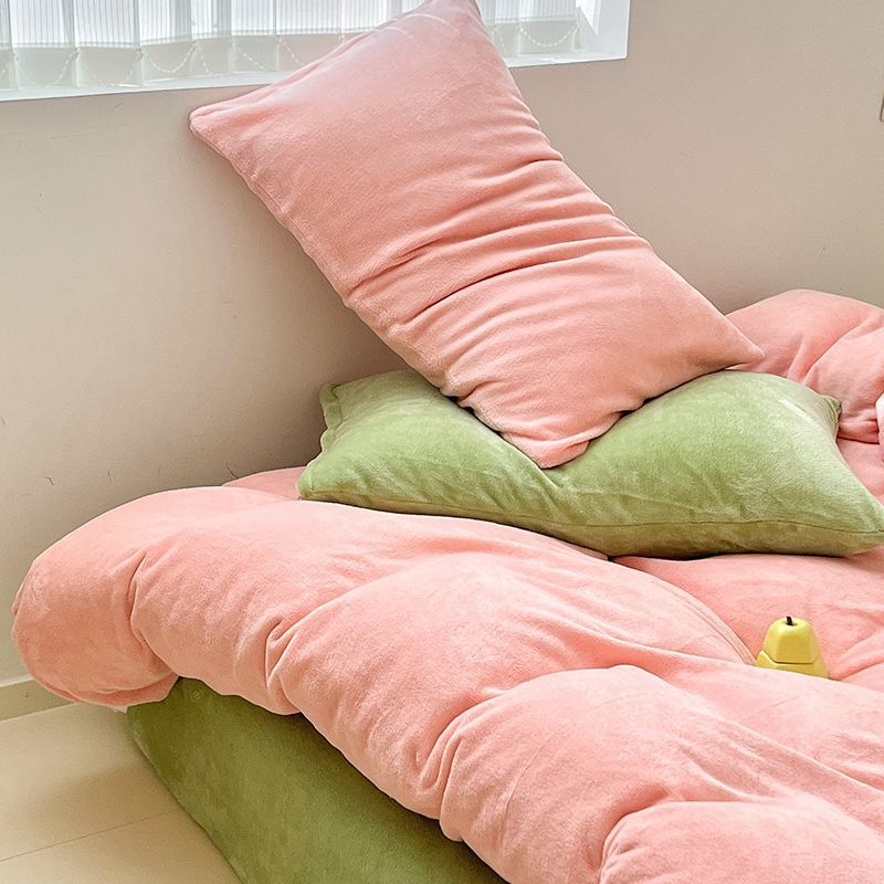 冬季加绒牛奶绒枕头套加厚保暖枕套一对双人可拆洗拉链枕芯套Y28