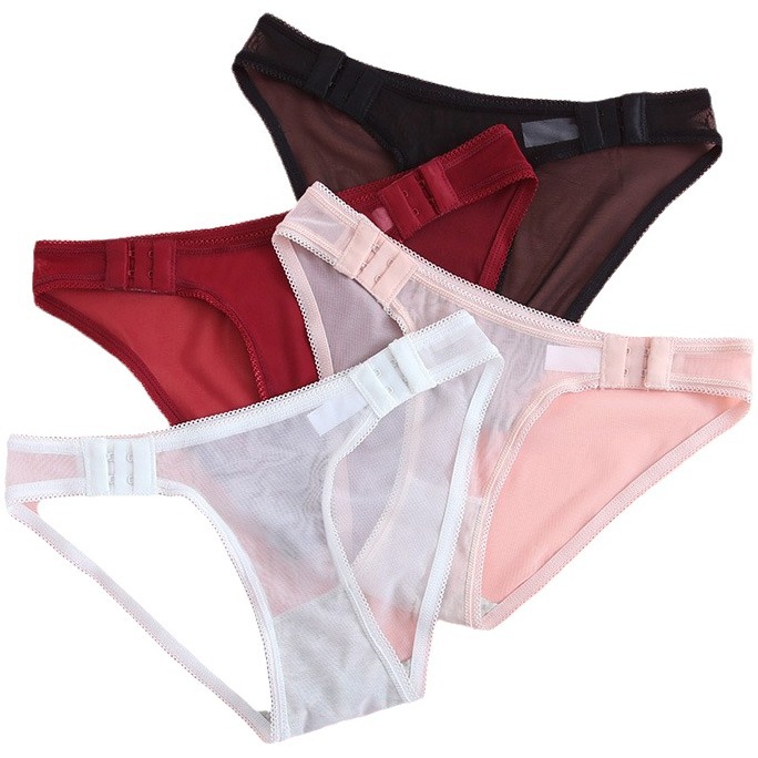 Bajo cintura chica malla ropa interior transpirable Rosa gancho hebilla algodón entrepierna ropa interior mujeres Seamless sexy briefs en stock