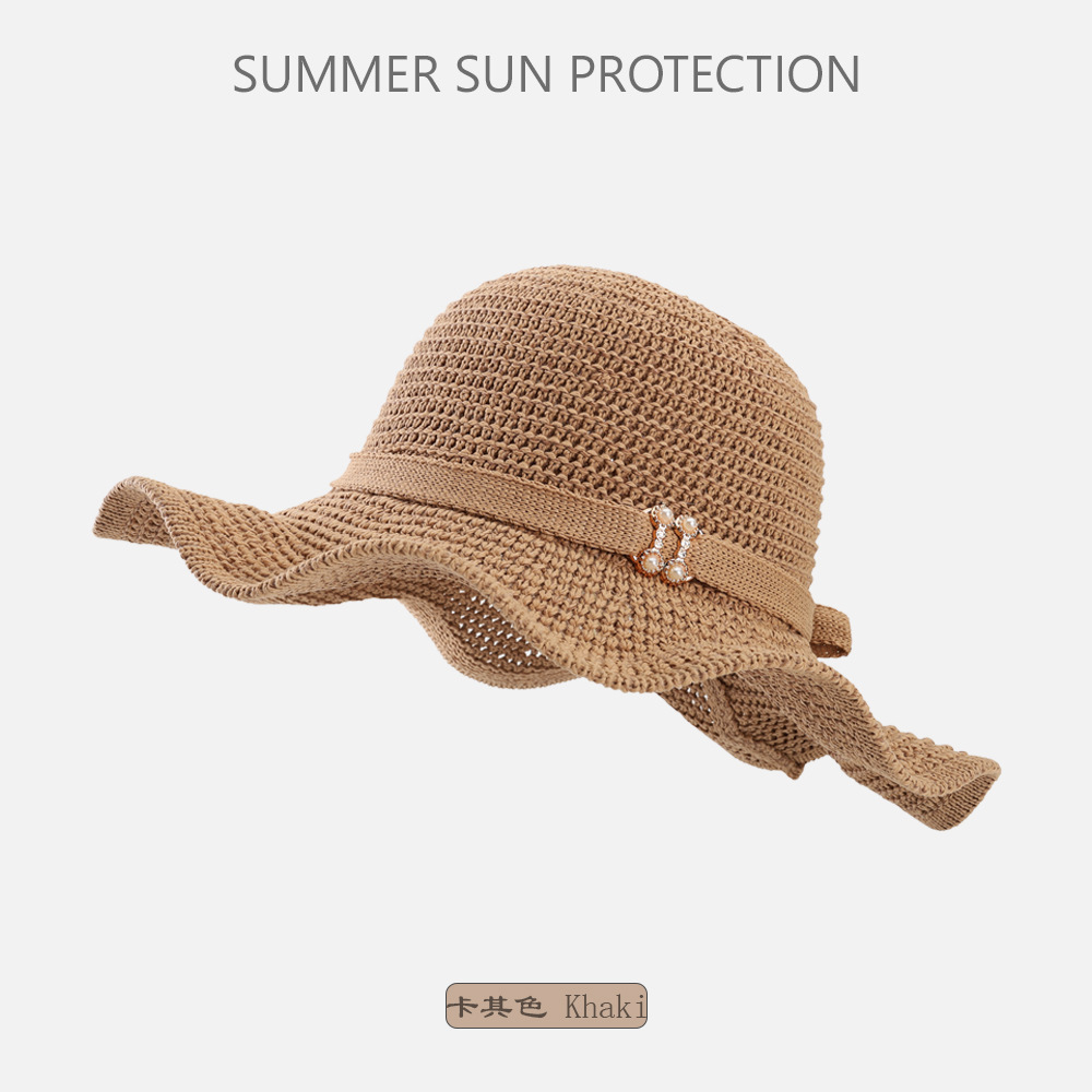 韩版新款帽子女夏季防晒遮阳帽海边旅游沙滩帽荷叶边蝴蝶结太阳帽