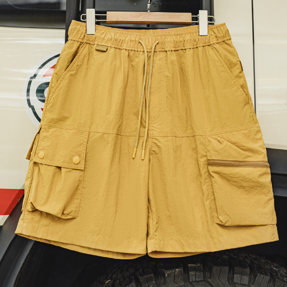 Maden Workwear American Retro Mountain-Style Shorts Yellow Functional Quick-Dry Multi-Pocket Outdoor Thin Five-Point Shorts Men Summer