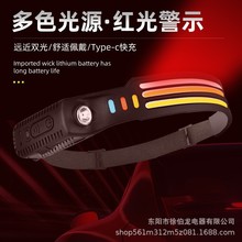 2022跨境揮手感應COB頭燈戶外騎行燈USB充電夜跑步燈強光頭燈硅膠