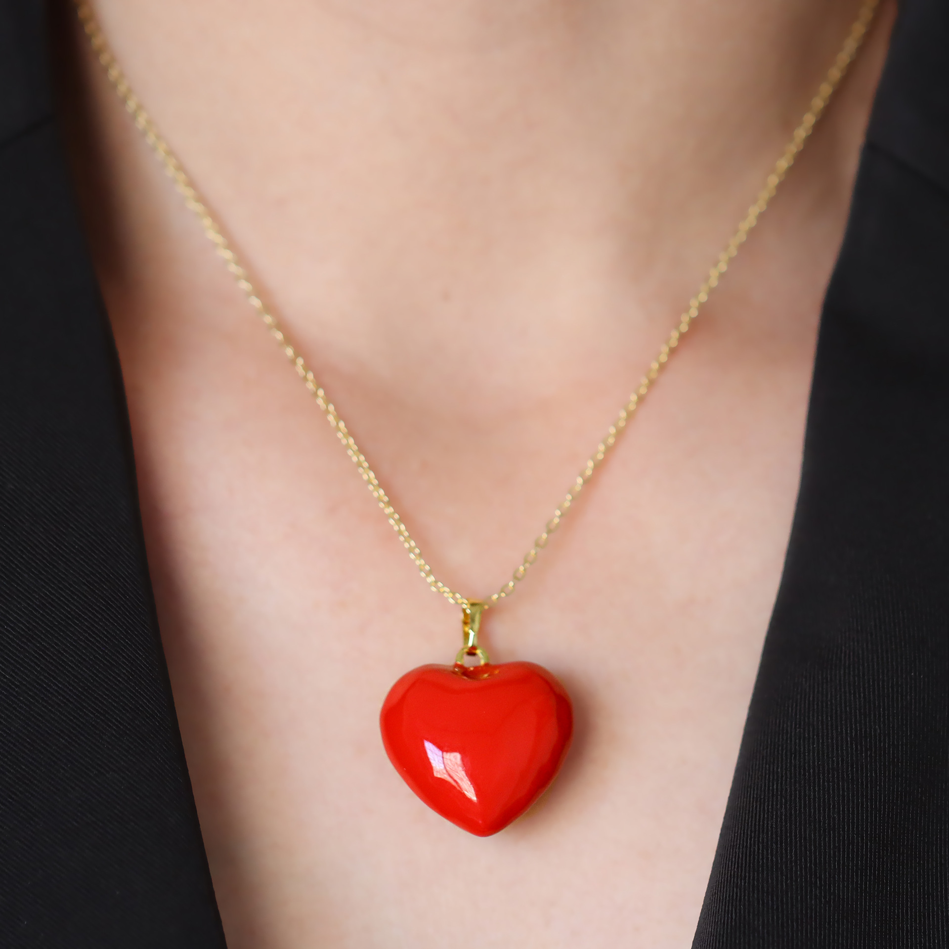7g Weight Copper Pendant Material Pendant Necklace Classification Copper Chain Material cable chain Chain Type 1 Piece Quantity Casual, Holiday Occasion Copper Material Heart Shape Pattern Women's Gender Enamel Design Cute, Streetwear Style Copper Cable Chain Enamel Heart Shape Pendant Necklace 1