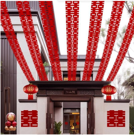 Long Xi pegatinas carácter boda habitación diseño traje rural patio tire flor decoración al aire libre palillos cadena colgante ceremonia de la boda