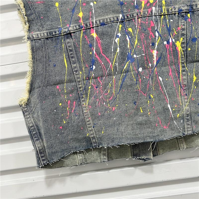 Chaleco de mezclilla pintado a mano de graffiti retro americano para mujer, nuevo estilo, chaleco de moda de estilo occidental, chaqueta de chaleco de moda image 4