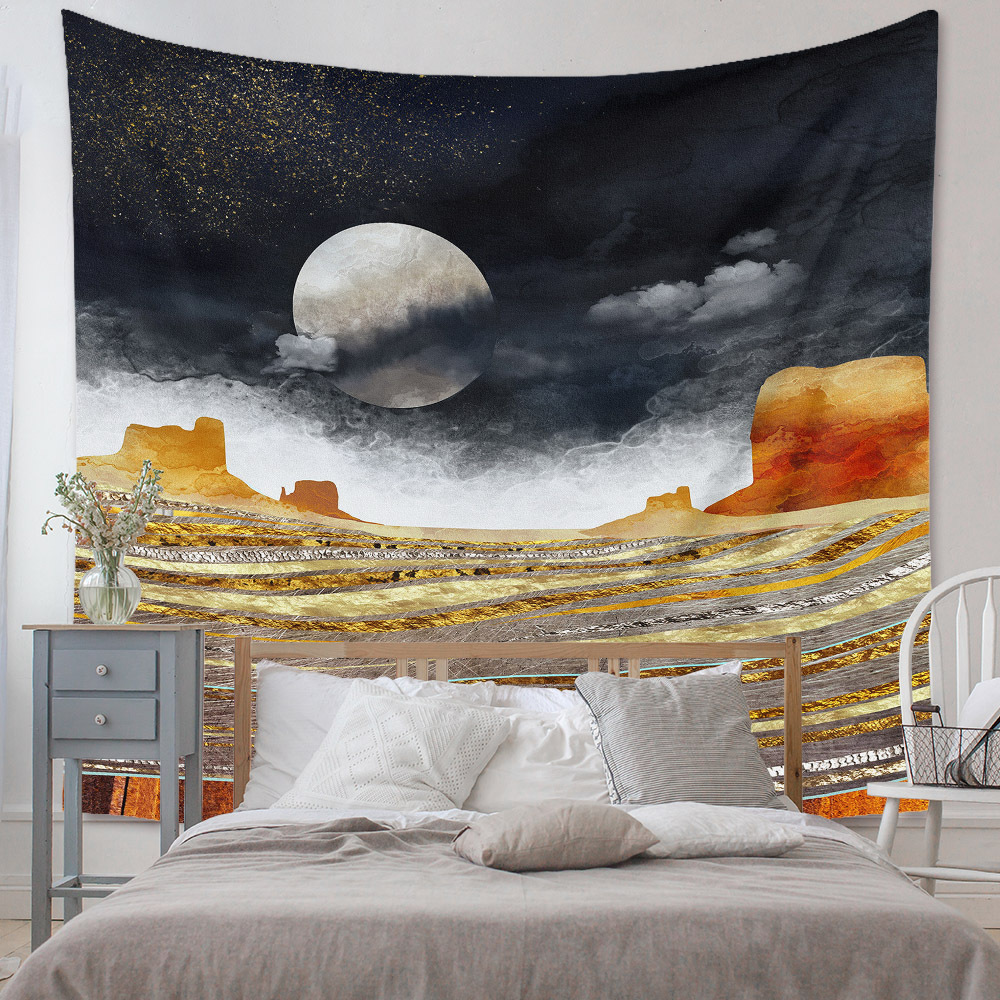 Bohemian Moon Mountain Painting Wall Cloth Decoration Tapestry Wholesale Nihaojewelry display picture 222