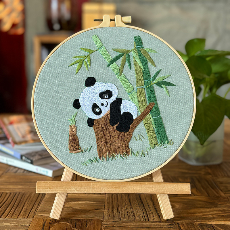 Lu bordado panda gigante bordado diy material de bordado manual Bao Guofeng bordado ramo tridimensional inglés simple cuelgue pintura