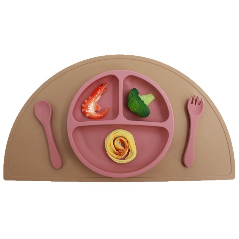 Vajilla de bebé de doble capa, mantel semicircular para niños, almohadilla de aislamiento térmico de silicona, posavasos creativos, almohadilla antideslizante, mantel de mesa, mantel occidental