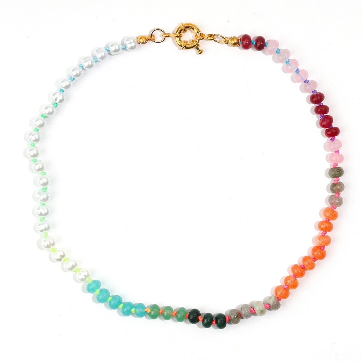 Collier bohème en perles avec perles abaque multicolores femme_voghion.com