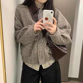 美式复古翻领夹克外套女新品秋季新款设计感宽松百搭休闲棒球服女