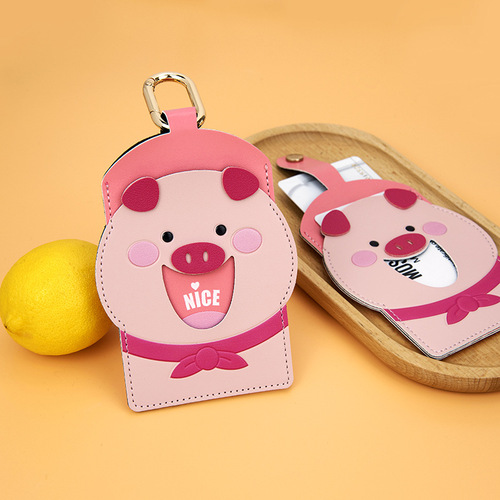 Nice animal card holder creative cartoon Shiba Inu cat dual card slot leather ID card holder pendant bank card driver's license