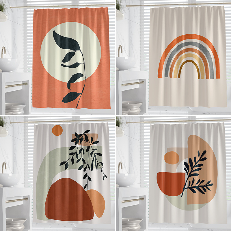 Cross-border direct supply digital printing polyester shower curtain waterproof bathroom partition curtain bathroom curtain customizable shower curtain