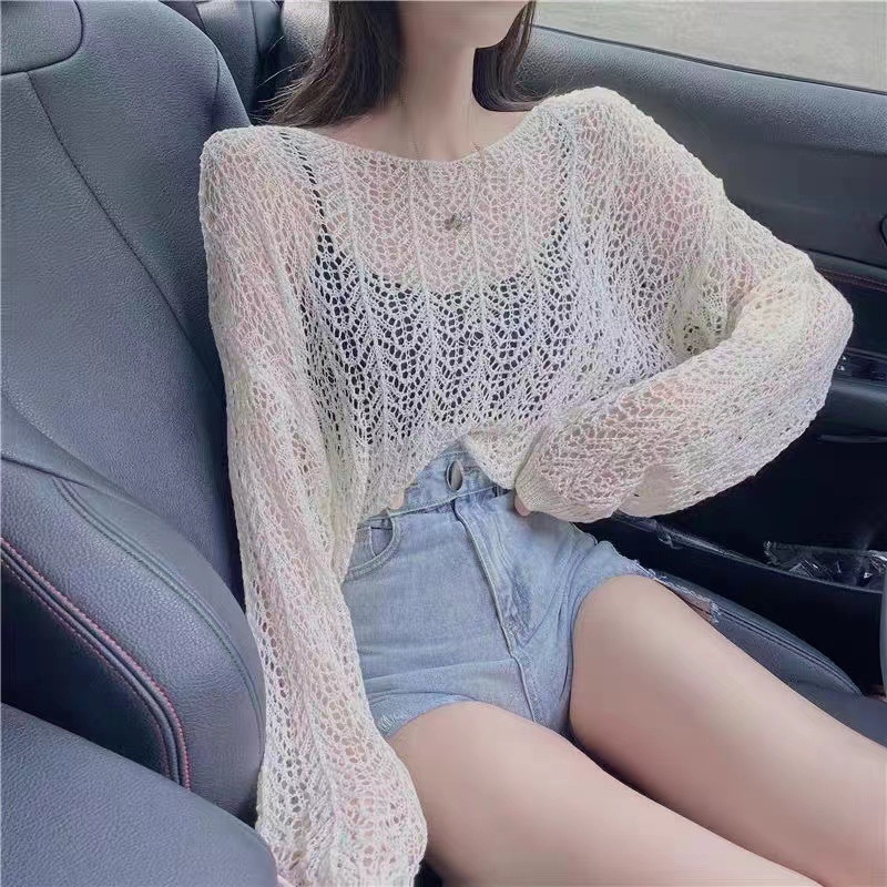 Autumn design lace knitted thin sweater