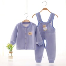 宝宝开裆连体无骨背带裤秋冬婴幼儿新款保暖套装新生儿童一体裤