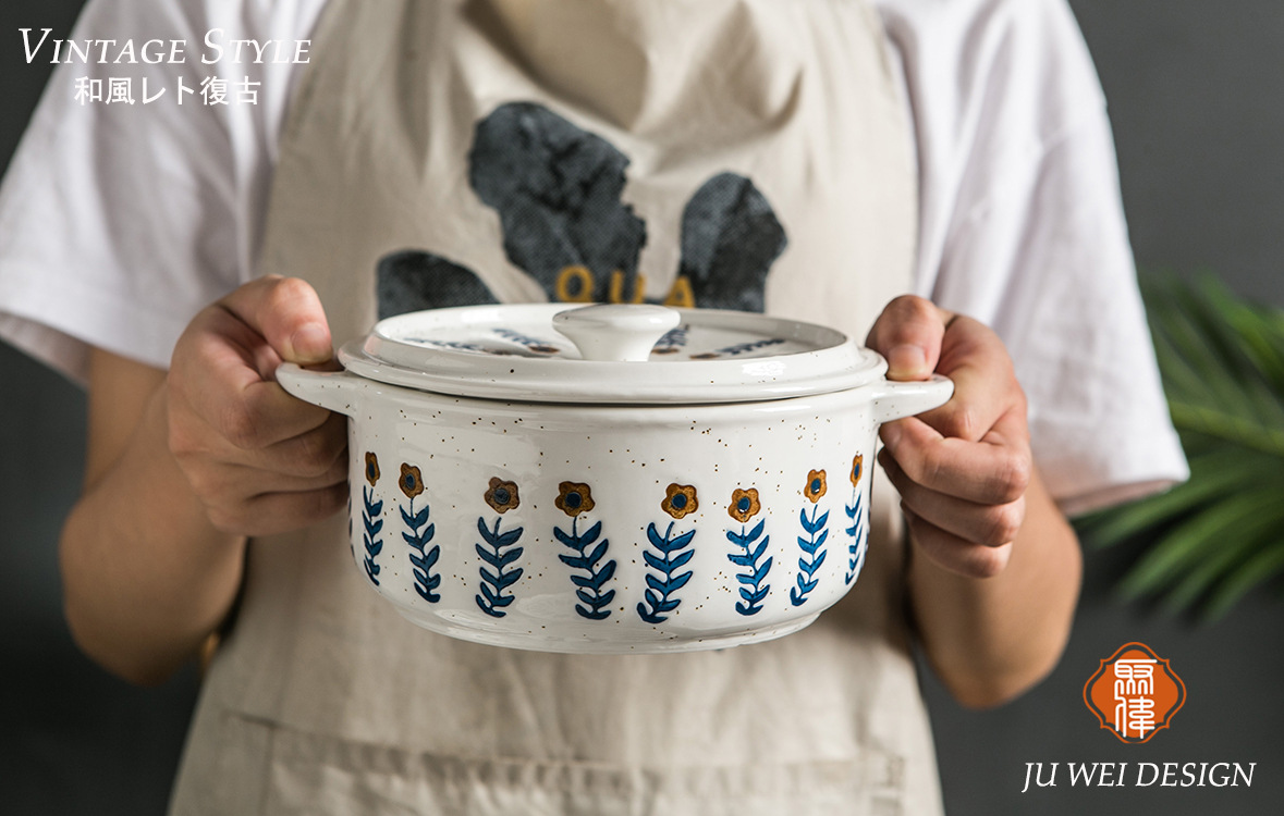 复古小花粗陶餐具