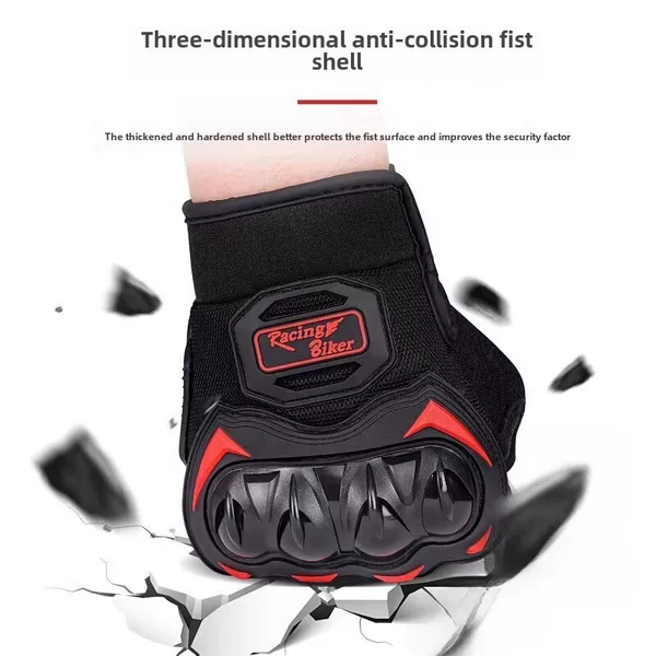 Summer and Autumn Motorcycle Gloves, Half-Finger, Breathable, Loose-Fitting, Three-Dimensional Anti-Collision Protective Shell, Touchscreen Compatible, Essential for Foreign Trade Riding