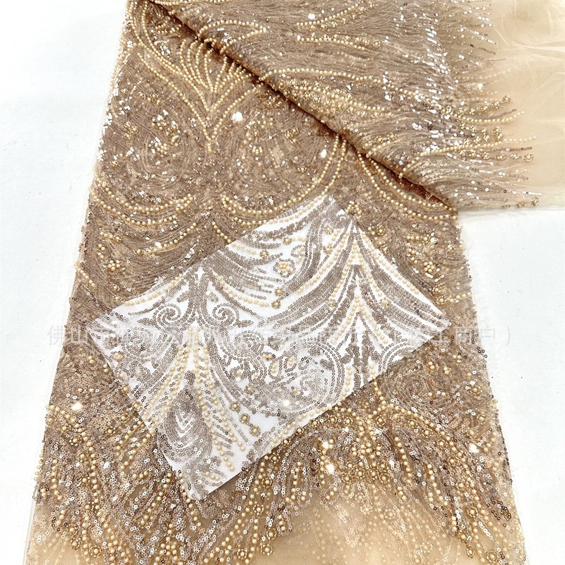 Tejido bordado, tejido de sequilla, tejido de sequilla, tela de flor tridimensional, tela bordada de perlas, comercio exterior transfronterizo spot