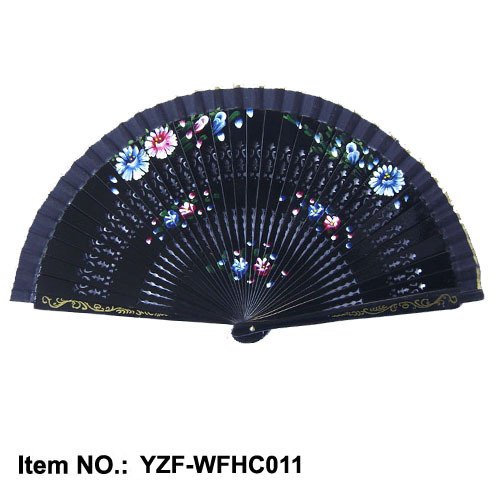 Venta al por mayor fácil apertura y cierre de doble cara hueco modelo español pasarela clásica ventilador plegable bailando ventilador de madera verano femenino