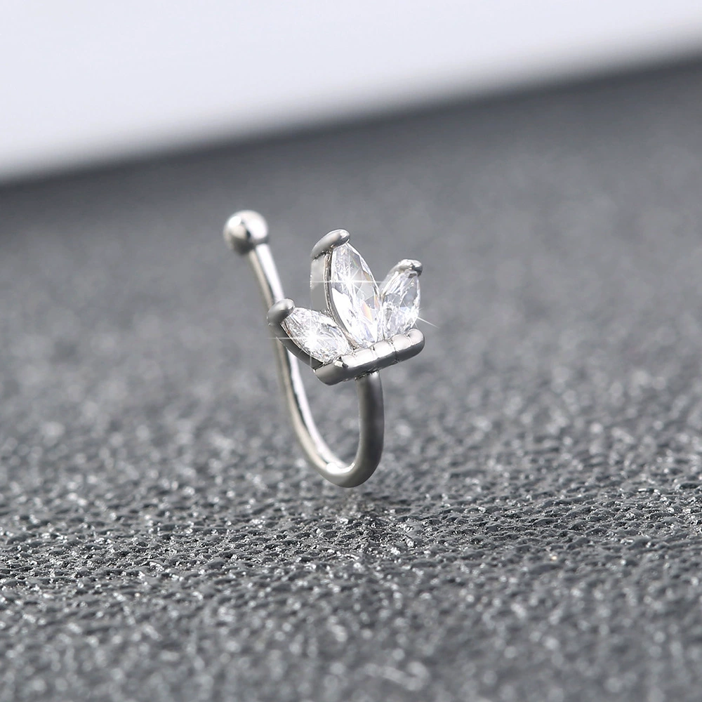 Cute small nose piercing, geometric nose clip perforated