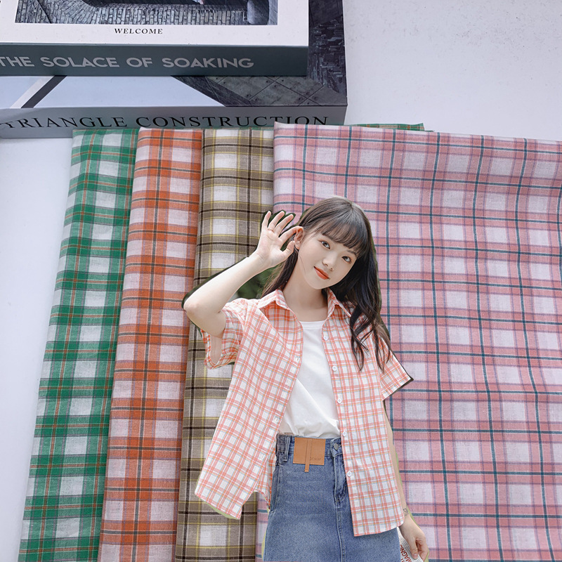 色织40支平纹衬衫格子布 春夏防晒格子衬衫连衣裙薄款格子面料