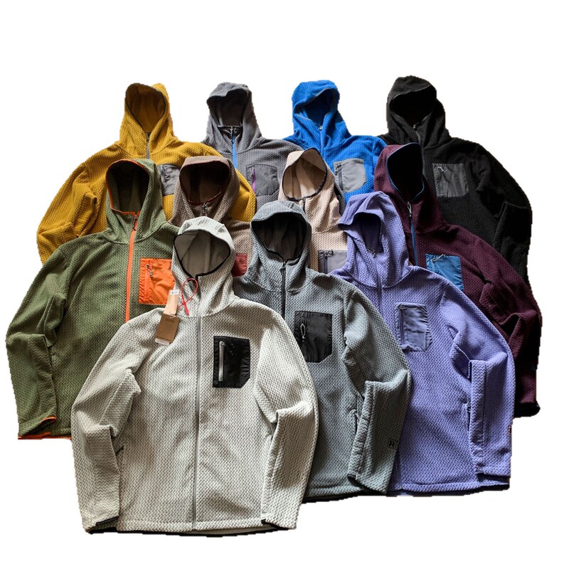Plain without logo! Eleven-color R1 Air outdoor hooded fleece jacket, warm and breathable, zippered, for autumn and winter, suitable for couples
