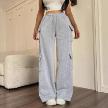 2025秋冬新款纯色多口袋系带休闲裤欧美亚马逊速卖通爆款女装裤子