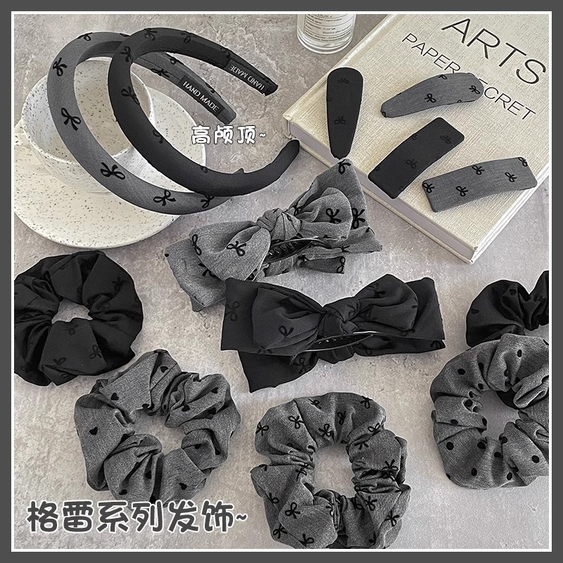 Red en línea serie gris adornamiento de cabello de alto grado anillo de cabello de intestino grueso 2025 nuevo cinturón de cabello de cráneo alto borde frangeo clips para mujeres