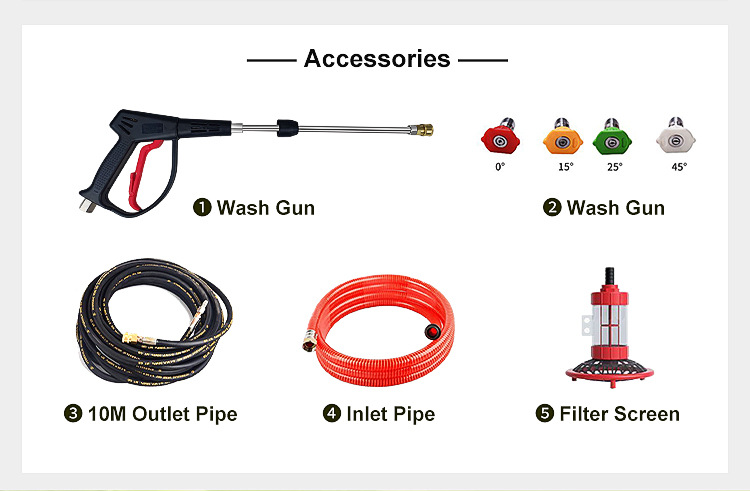 High-pressure mobile car washer for home use, 220V 2500W high-power portable water gun, vehicle cleaning and washing tool