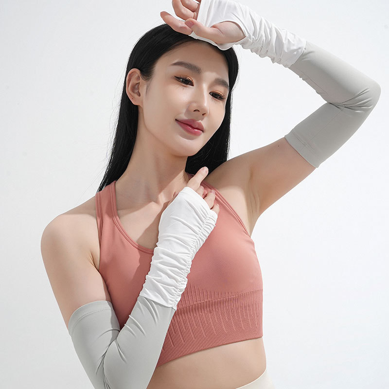 Sun Protection Arm Sleeves for Cycling, Stylish Puff Sleeves for Women, Color-Blocking Ice Silk Uv Protection for Outdoor Driving, Arm Protection