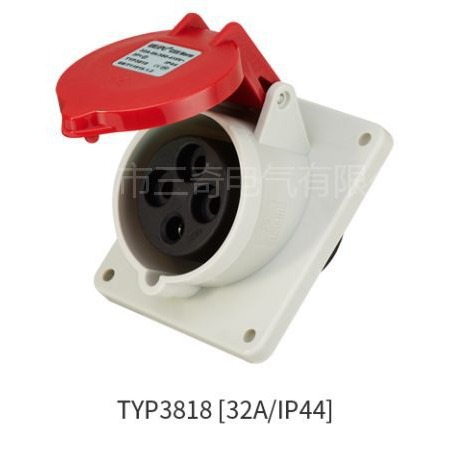 威浦 工业插头 WEIPU IP44防溅 TYP3818 32A/4芯 380V 暗装斜式孔