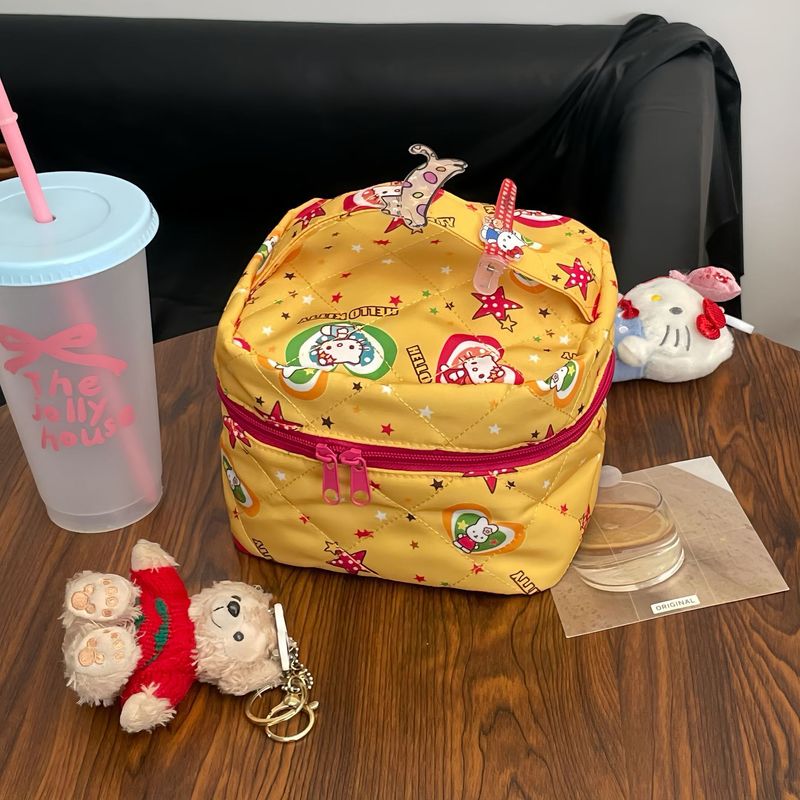 卡通爱心猫咪化妆包大容量便携式化妆品收纳包可爱少女旅行手提包|undefined