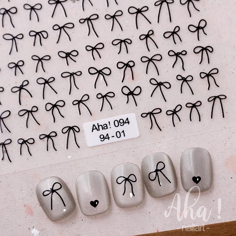 Explosive bow nail stickers wholesale simple ribbon black and white wine red hollow with adhesive nail stickers decoration