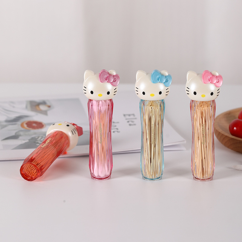 ins简约可爱凯蒂猫少女创意卡通随身牙签棉签筒便携化妆随身精致|undefined
