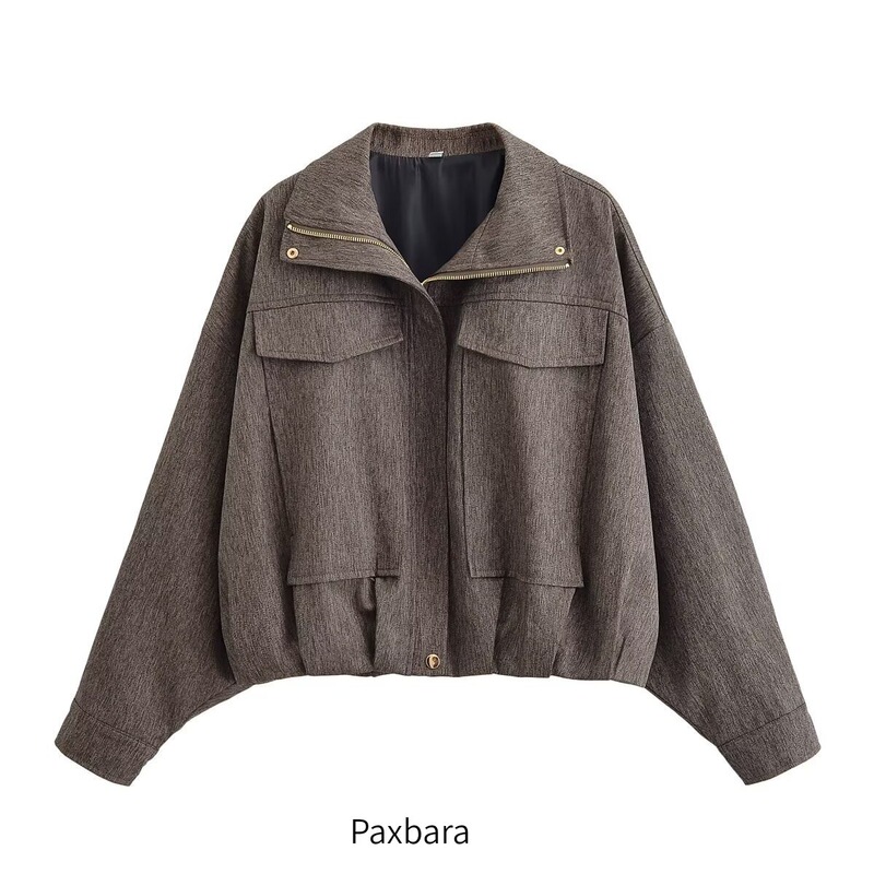 11793 Aliexpress Women's Clothing 2025 Autumn New Personalized Street Herringbone Pilot Short Jacket