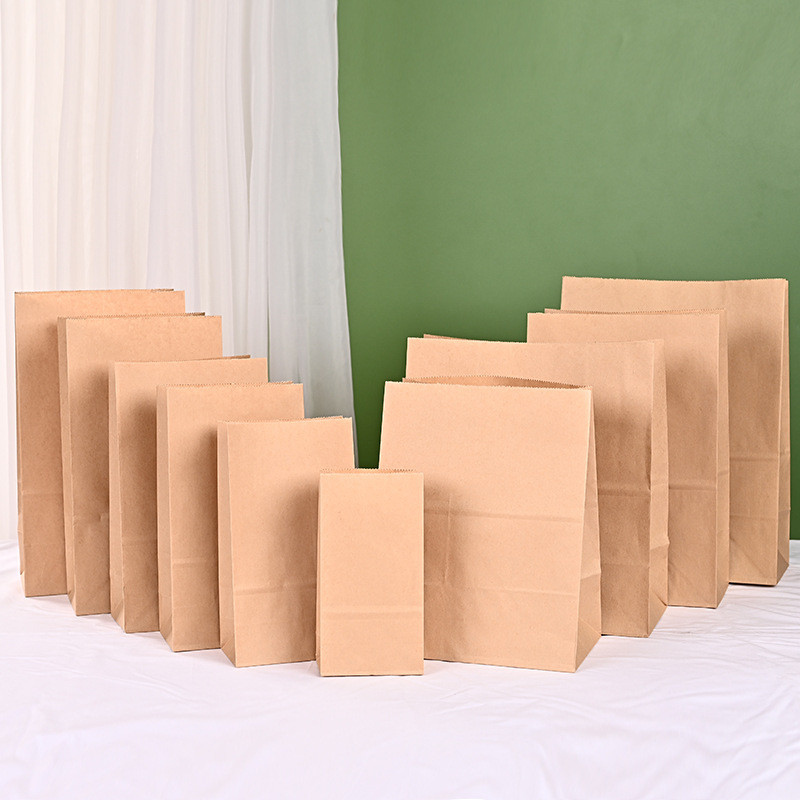 现货牛皮纸袋方底袋批发烘培防油包装袋可印LOGO外卖袋收纳打包袋