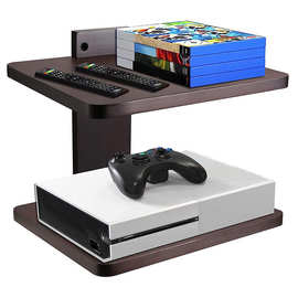 木制投影仪浮动架家居壁挂式DVD播放器收纳架双层电视下方置物架