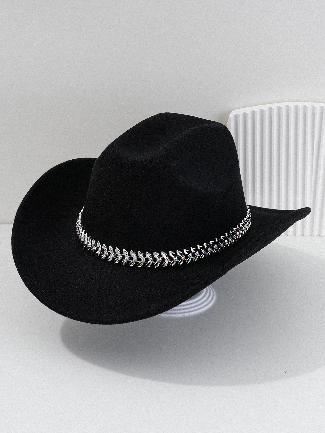 Panama cowboyhatt med 3d-löv rhinestone bälte för fest_voghion.com