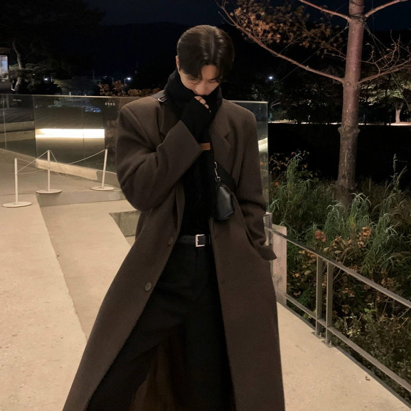 MYQ шерстяное пальто мужское зимнее длинное пальто